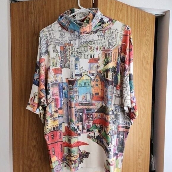 Inoah NWT Dolman  XS Village Pattern Cowl Neck Pullover - Picture 6 of 11